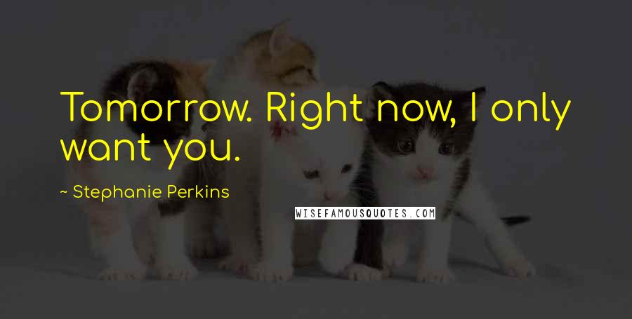 Stephanie Perkins Quotes: Tomorrow. Right now, I only want you.