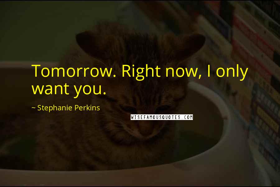 Stephanie Perkins Quotes: Tomorrow. Right now, I only want you.