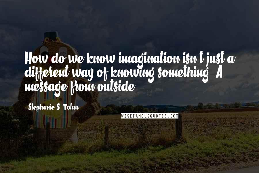 Stephanie S. Tolan Quotes: How do we know imagination isn't just a different way of knowing something? A message from outside.