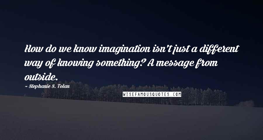 Stephanie S. Tolan Quotes: How do we know imagination isn't just a different way of knowing something? A message from outside.