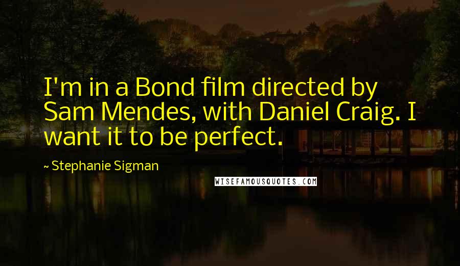 Stephanie Sigman Quotes: I'm in a Bond film directed by Sam Mendes, with Daniel Craig. I want it to be perfect.