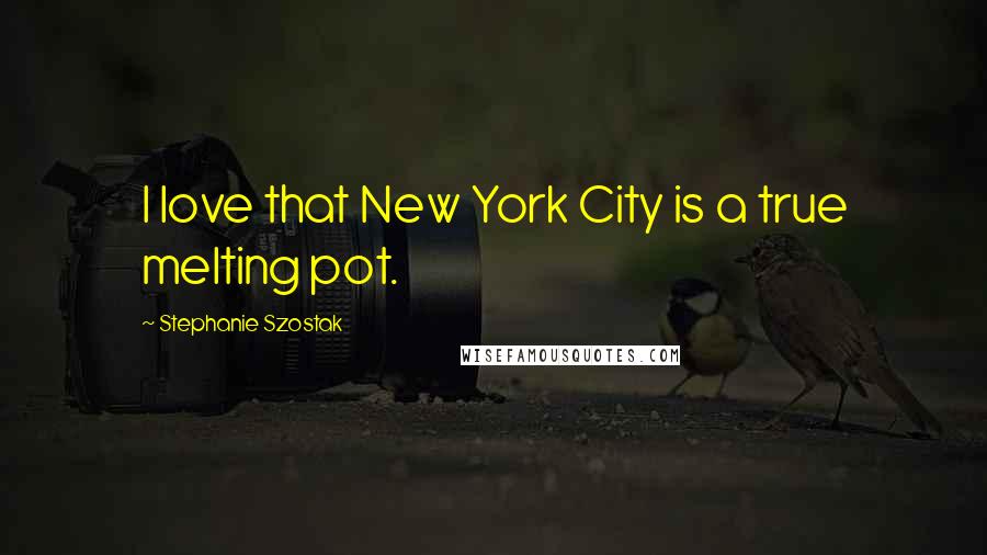 Stephanie Szostak Quotes: I love that New York City is a true melting pot.