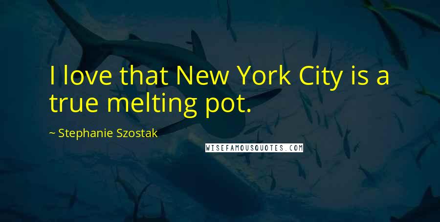 Stephanie Szostak Quotes: I love that New York City is a true melting pot.