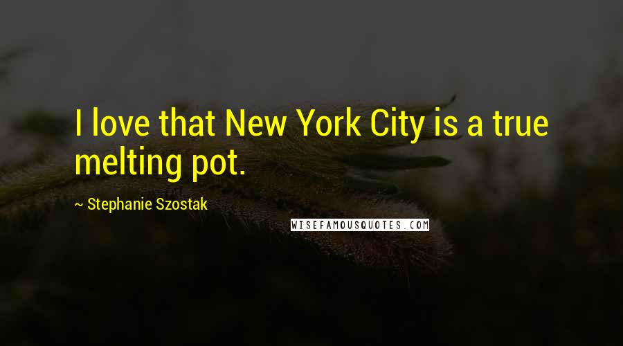 Stephanie Szostak Quotes: I love that New York City is a true melting pot.