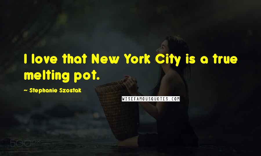 Stephanie Szostak Quotes: I love that New York City is a true melting pot.