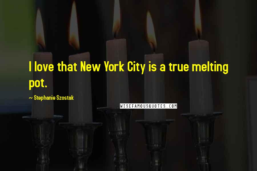 Stephanie Szostak Quotes: I love that New York City is a true melting pot.