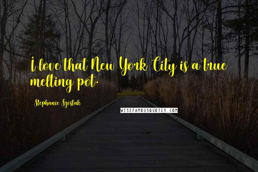 Stephanie Szostak Quotes: I love that New York City is a true melting pot.