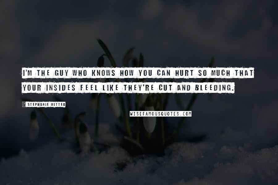 Stephanie Witter Quotes: I'm the guy who knows how you can hurt so much that your insides feel like they're cut and bleeding.