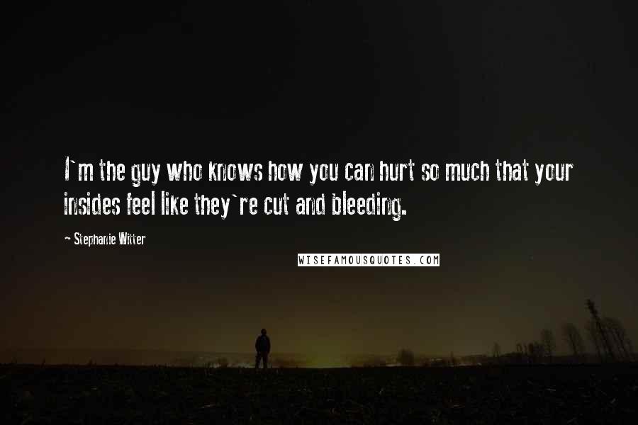 Stephanie Witter Quotes: I'm the guy who knows how you can hurt so much that your insides feel like they're cut and bleeding.