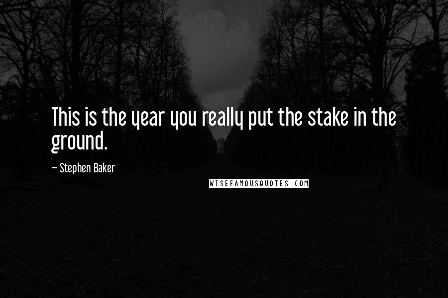 Stephen Baker Quotes: This is the year you really put the stake in the ground.