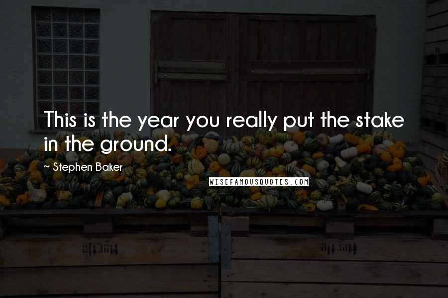 Stephen Baker Quotes: This is the year you really put the stake in the ground.