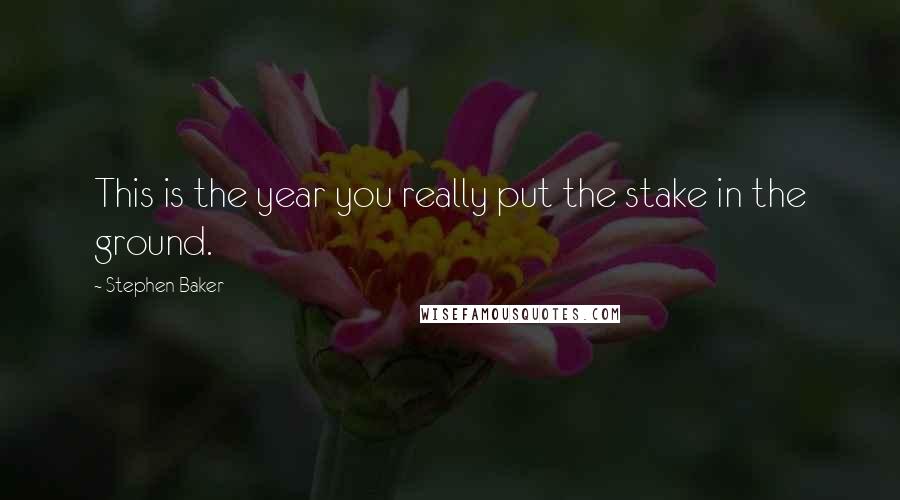 Stephen Baker Quotes: This is the year you really put the stake in the ground.