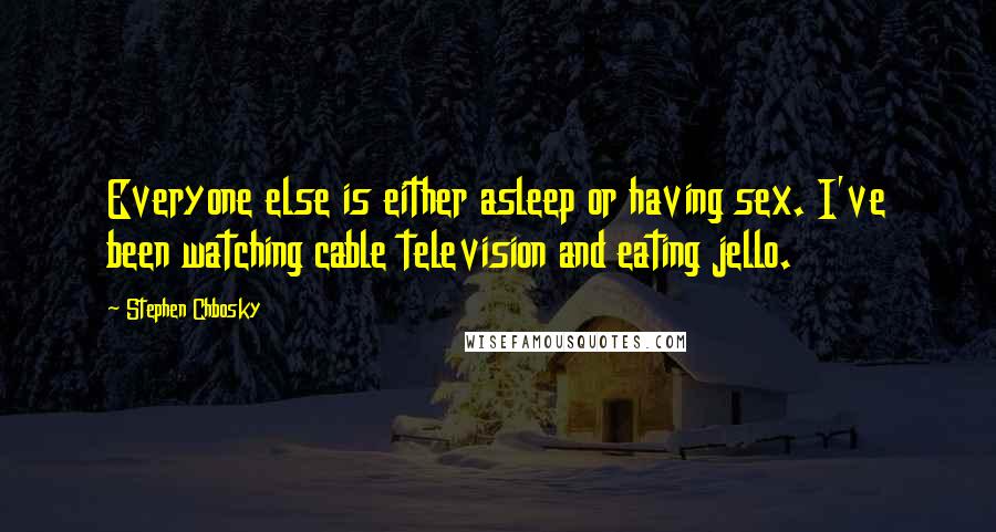 Stephen Chbosky Quotes: Everyone else is either asleep or having sex. I've been watching cable television and eating jello.