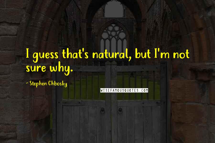 Stephen Chbosky Quotes: I guess that's natural, but I'm not sure why.