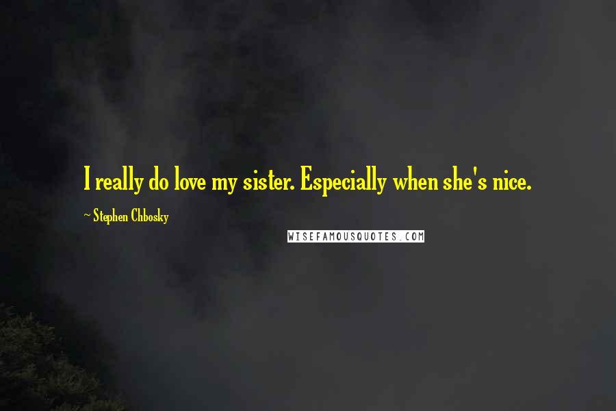 Stephen Chbosky Quotes: I really do love my sister. Especially when she's nice.