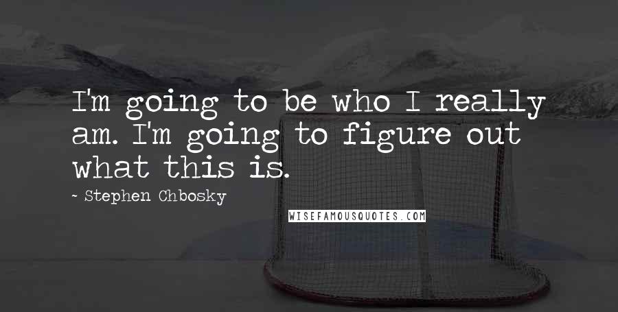 Stephen Chbosky Quotes: I'm going to be who I really am. I'm going to figure out what this is.