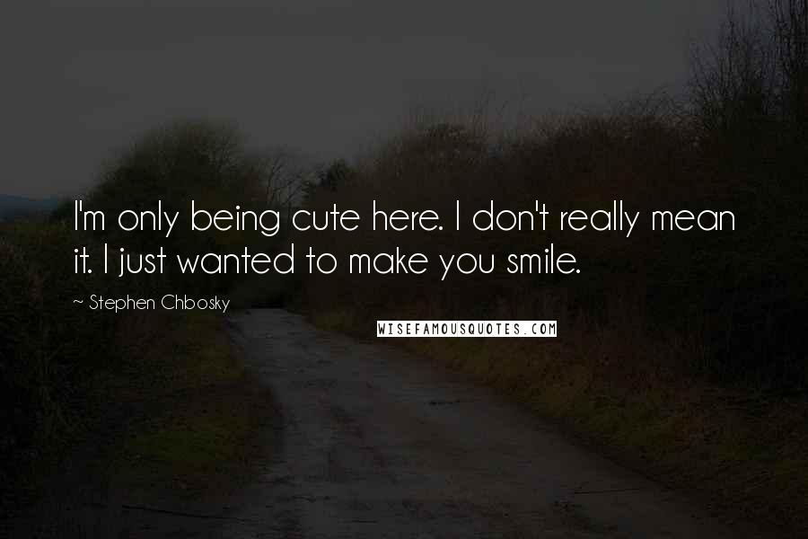 Stephen Chbosky Quotes: I'm only being cute here. I don't really mean it. I just wanted to make you smile.