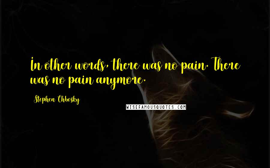 Stephen Chbosky Quotes: In other words, there was no pain. There was no pain anymore.