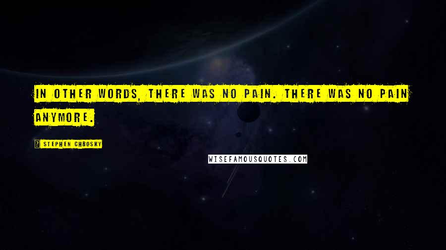 Stephen Chbosky Quotes: In other words, there was no pain. There was no pain anymore.