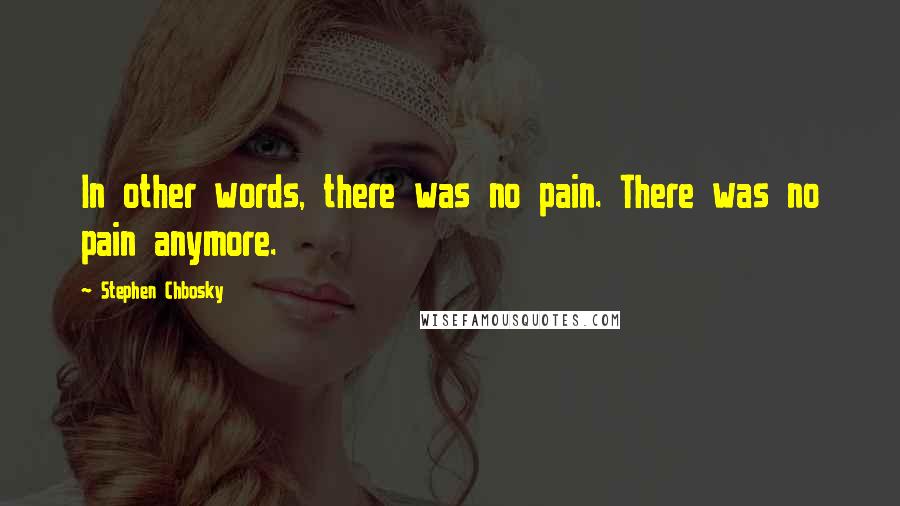 Stephen Chbosky Quotes: In other words, there was no pain. There was no pain anymore.