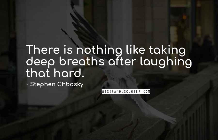 Stephen Chbosky Quotes: There is nothing like taking deep breaths after laughing that hard.