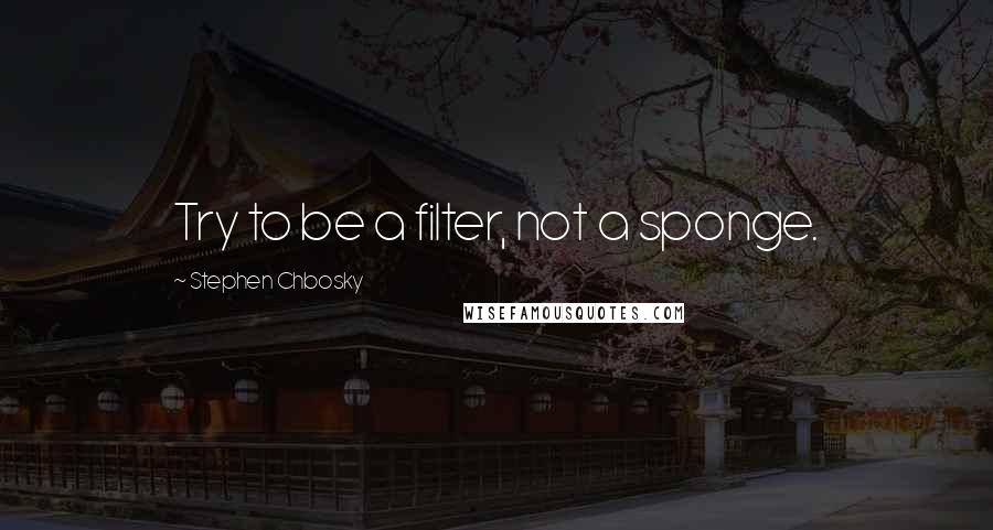 Stephen Chbosky Quotes: Try to be a filter, not a sponge.