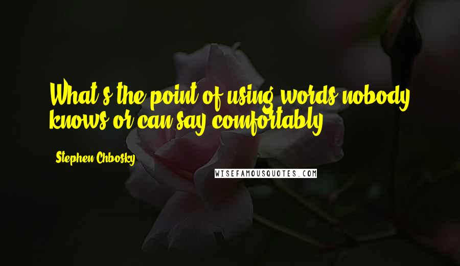 Stephen Chbosky Quotes: What's the point of using words nobody knows or can say comfortably?