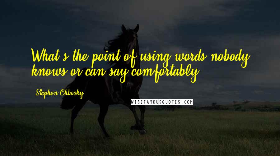 Stephen Chbosky Quotes: What's the point of using words nobody knows or can say comfortably?