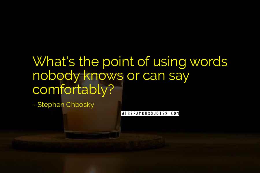 Stephen Chbosky Quotes: What's the point of using words nobody knows or can say comfortably?