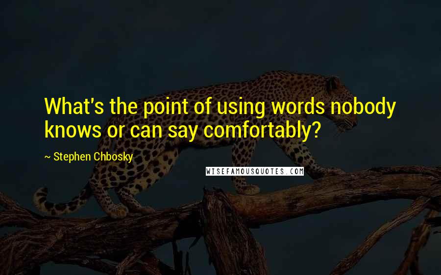 Stephen Chbosky Quotes: What's the point of using words nobody knows or can say comfortably?