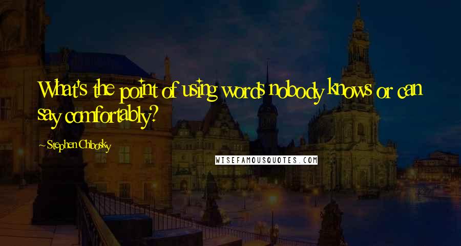 Stephen Chbosky Quotes: What's the point of using words nobody knows or can say comfortably?