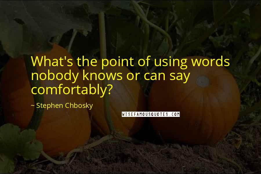 Stephen Chbosky Quotes: What's the point of using words nobody knows or can say comfortably?