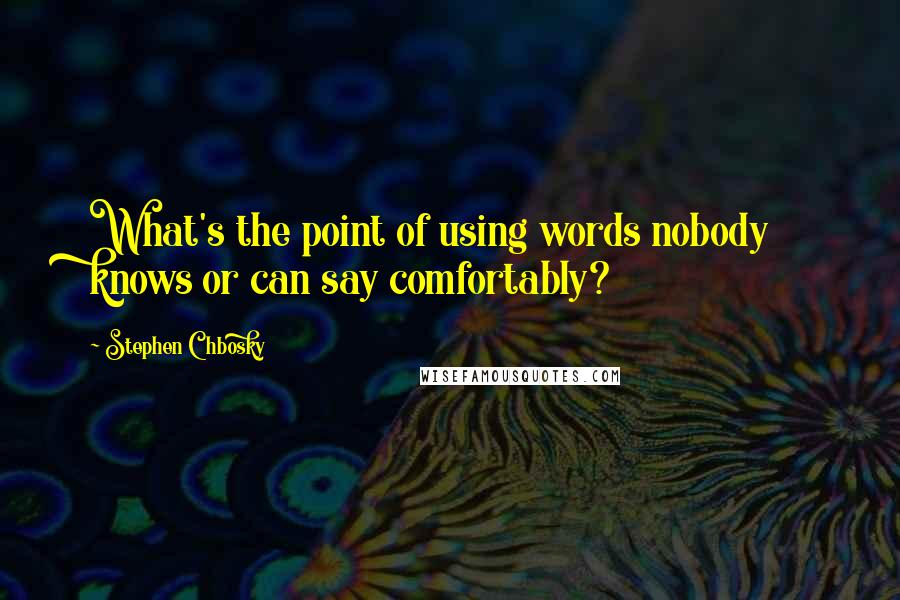 Stephen Chbosky Quotes: What's the point of using words nobody knows or can say comfortably?