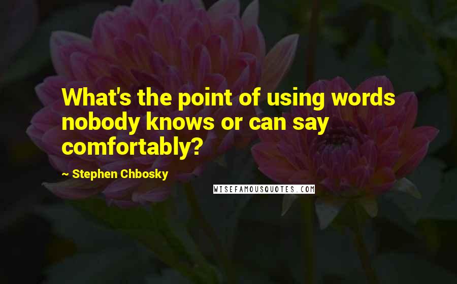 Stephen Chbosky Quotes: What's the point of using words nobody knows or can say comfortably?