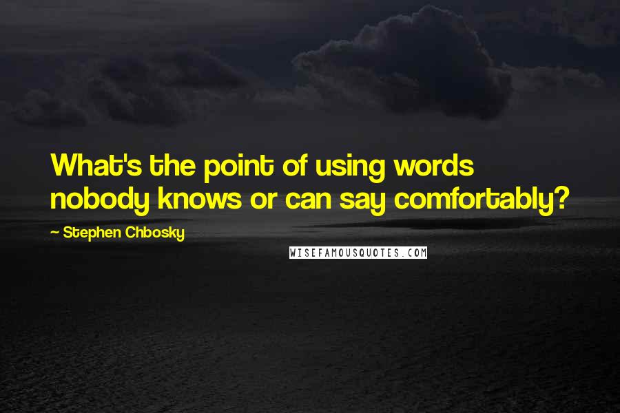 Stephen Chbosky Quotes: What's the point of using words nobody knows or can say comfortably?