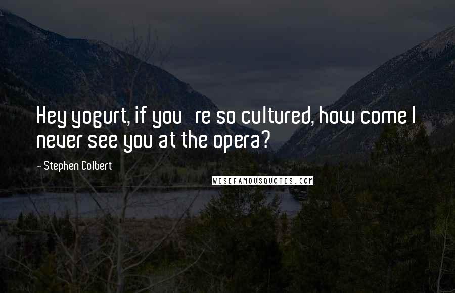 Stephen Colbert Quotes: Hey yogurt, if you're so cultured, how come I never see you at the opera?