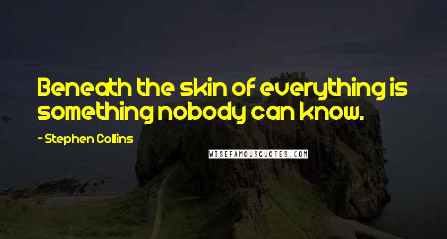 Stephen Collins Quotes: Beneath the skin of everything is something nobody can know.