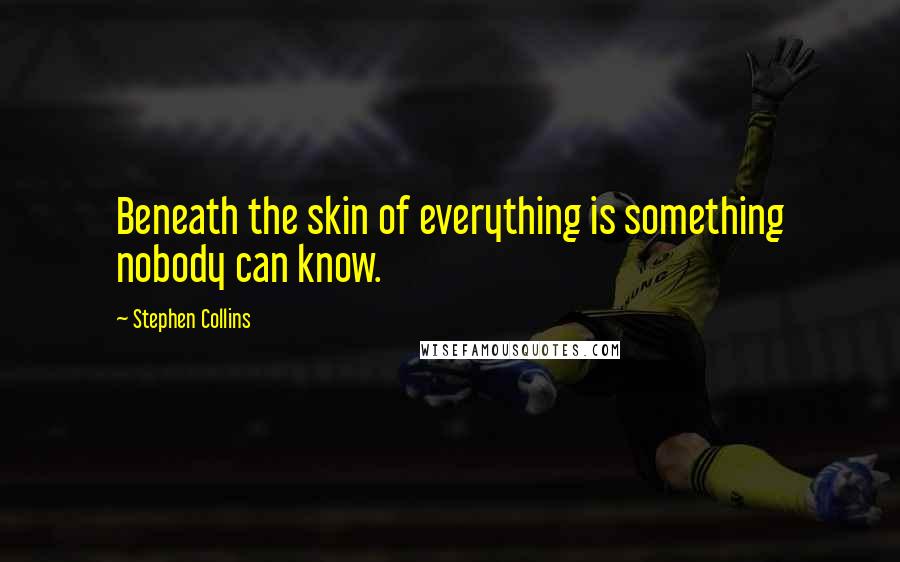 Stephen Collins Quotes: Beneath the skin of everything is something nobody can know.