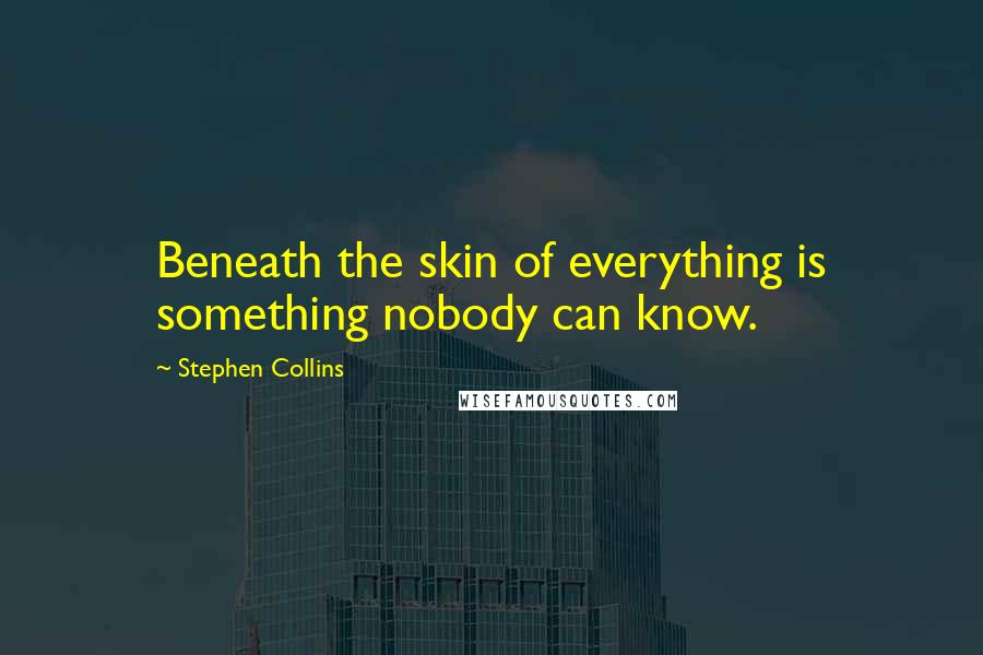 Stephen Collins Quotes: Beneath the skin of everything is something nobody can know.