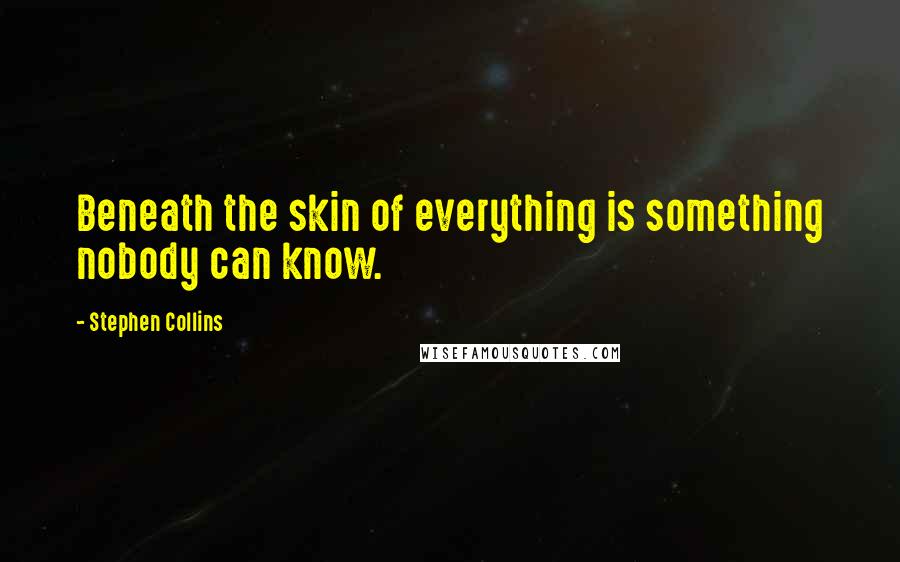 Stephen Collins Quotes: Beneath the skin of everything is something nobody can know.