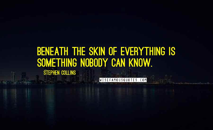 Stephen Collins Quotes: Beneath the skin of everything is something nobody can know.