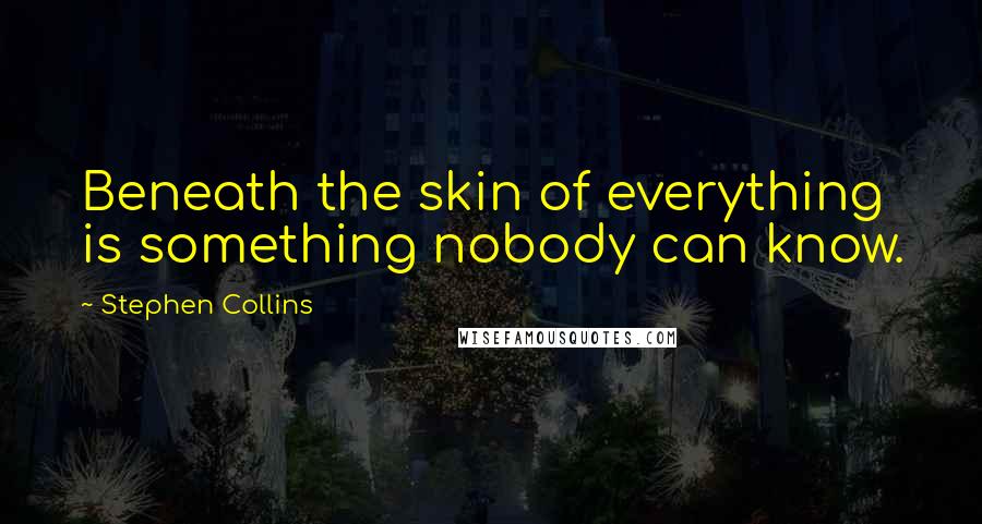 Stephen Collins Quotes: Beneath the skin of everything is something nobody can know.