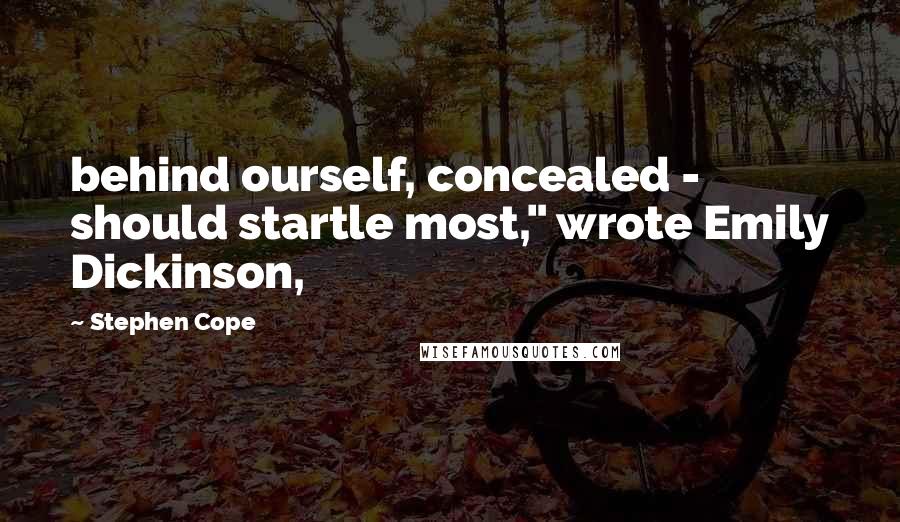 Stephen Cope Quotes: behind ourself, concealed - should startle most," wrote Emily Dickinson,