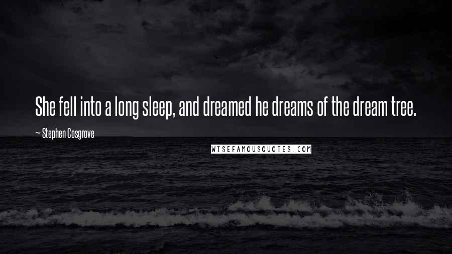 Stephen Cosgrove Quotes: She fell into a long sleep, and dreamed he dreams of the dream tree.