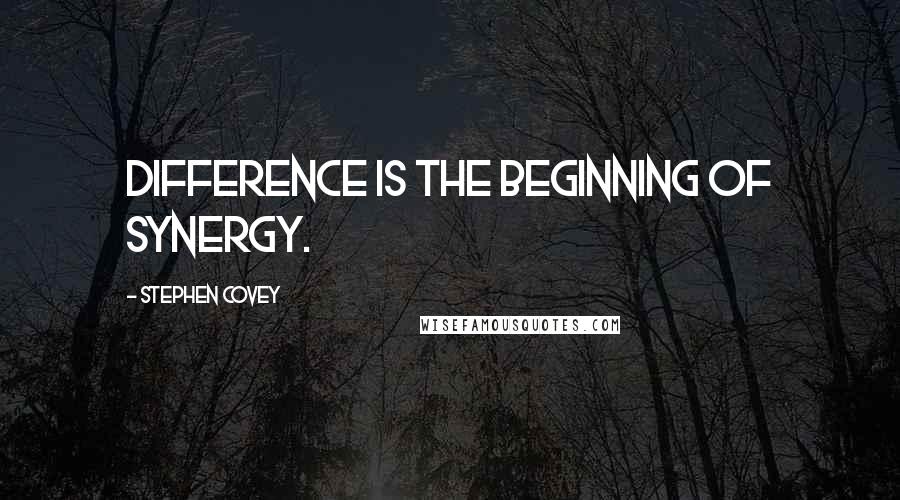 Stephen Covey Quotes: Difference is the beginning of synergy.