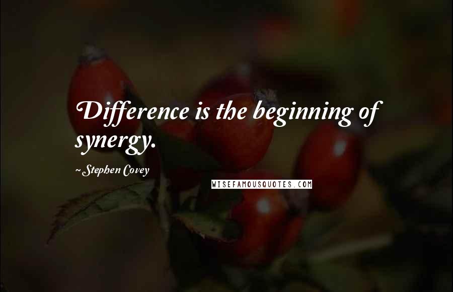 Stephen Covey Quotes: Difference is the beginning of synergy.