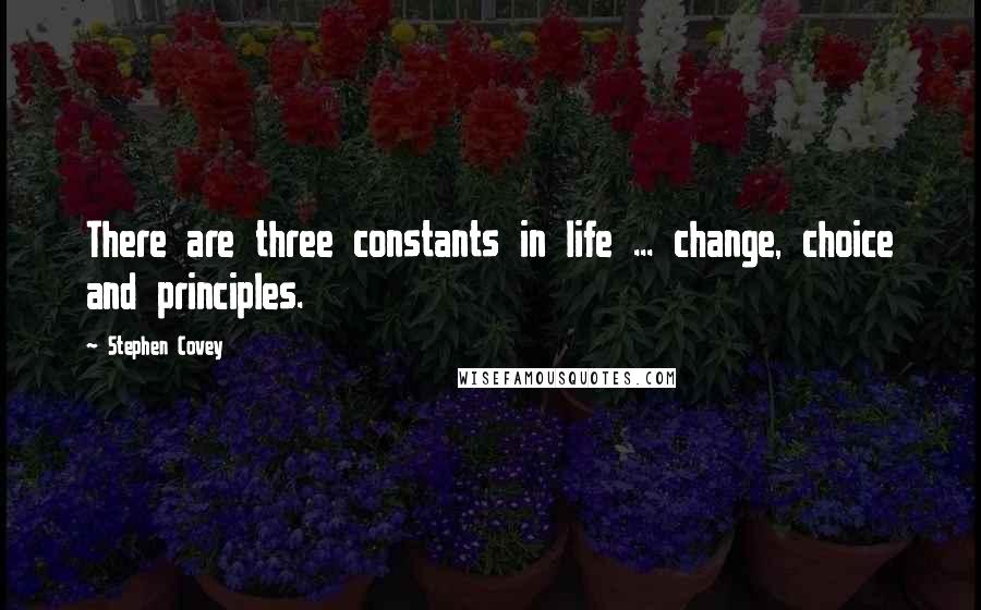 Stephen Covey Quotes: There are three constants in life ... change, choice and principles.