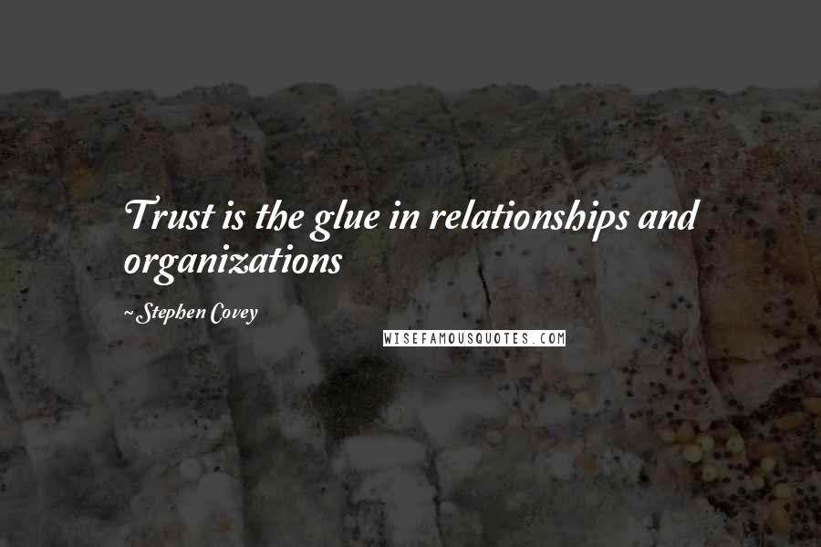 Stephen Covey Quotes: Trust is the glue in relationships and organizations