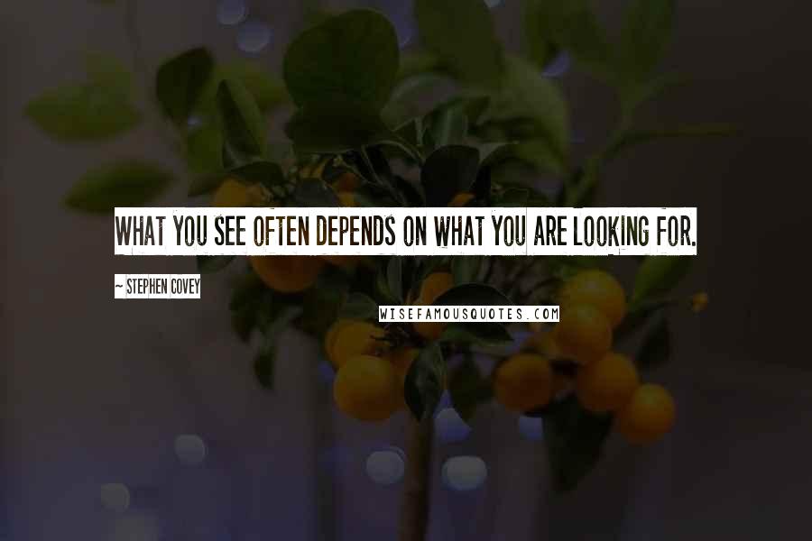 Stephen Covey Quotes: What you see often depends on what you are looking for.