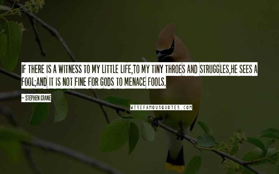 Stephen Crane Quotes: If there is a witness to my little life,To my tiny throes and struggles,He sees a fool;And it is not fine for gods to menace fools.